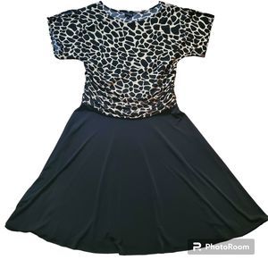 EnFocus Studio Black & Animal Print Dress Women's Size 16